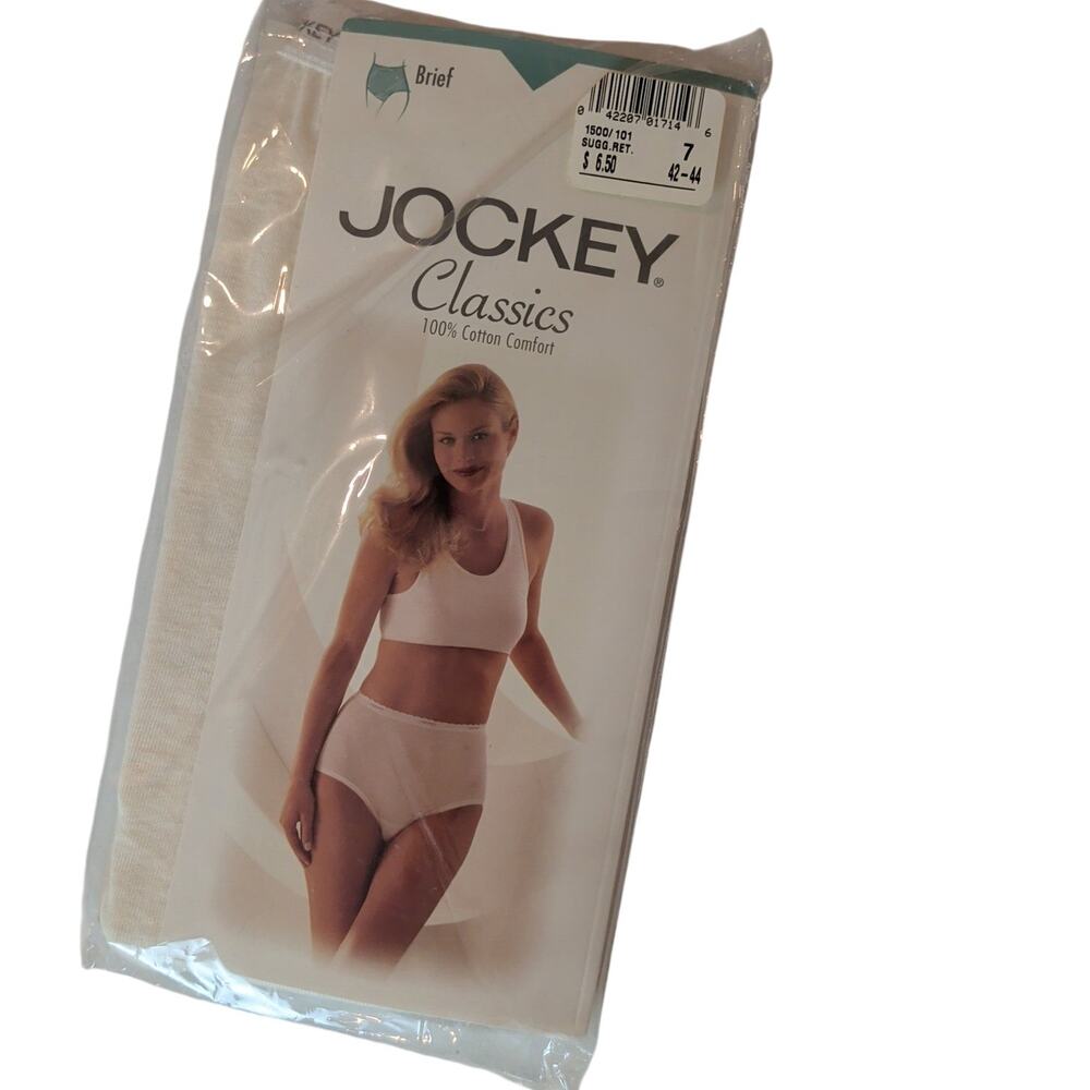 NOS NIB Vtg 1997 Jockey Classic Briefs Sz 7 White Combed Cotton Made in uSAHip